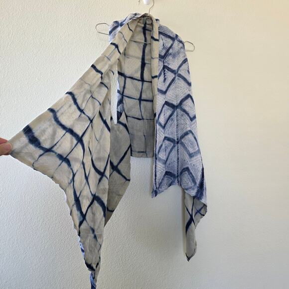 Soft Surroundings Linen Reversible Vest Women Size PL/XL Blue White Boho Shibori - Picture 4 of 11